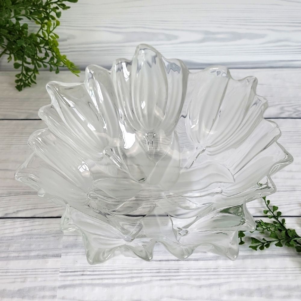 Mikasa Vintage Tulip Bowl Frosted Satin And Clear